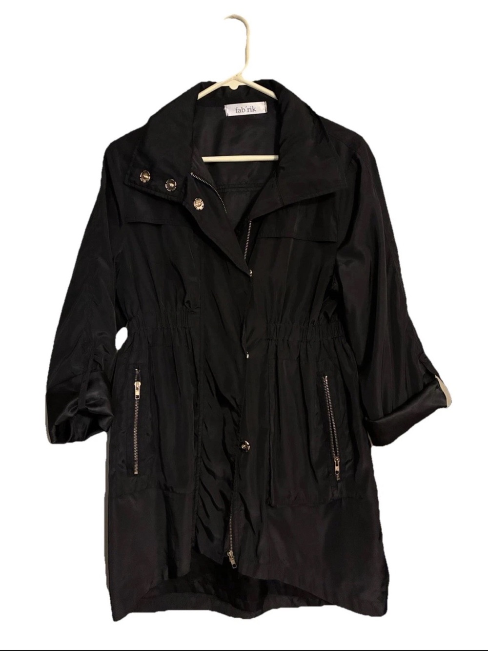 fab'rik Black Lightweight Anorak Utility Jacket Drawstring Waist S